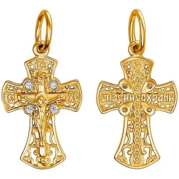 

Esthete cross with 4 cubic zirconia silver with gilding