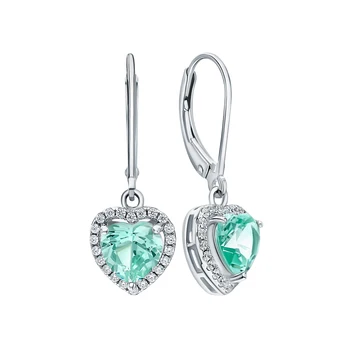 

Silver earrings with cubic zirconia and spinels synthetic sunlight sample 925