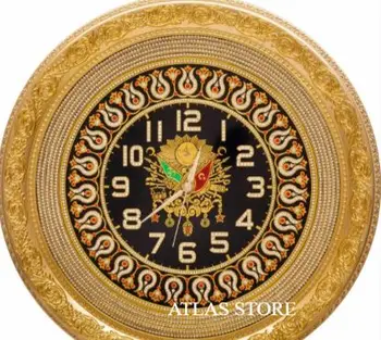 

56cm Tulip Big Luxury Zirkon Ottoman State Arched Tugra Wall Clock Table