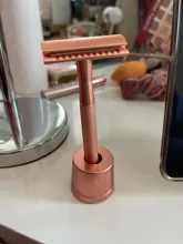 HAWARD-maquinilla de afeitar de doble filo para hombre y mujer, maquinilla de afeitar Manual clásica para la depilación, 20 hojas de afeitar, oro rosa