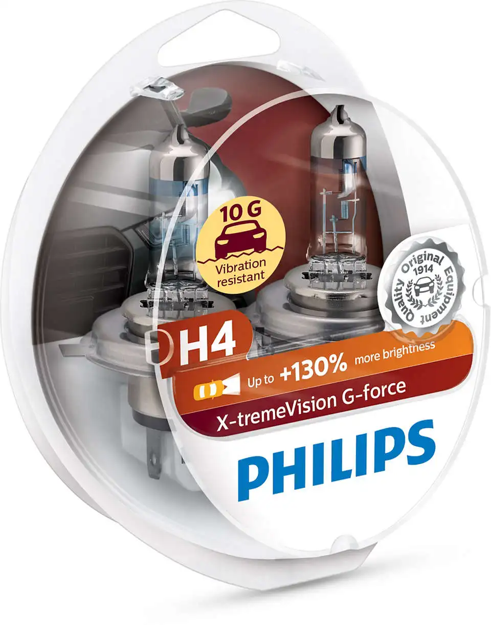 Лампа галогенная PHILIPS H4 X-treme Vision G-force 12V 60/55W (P43t) 2шт. | Автомобили и мотоциклы