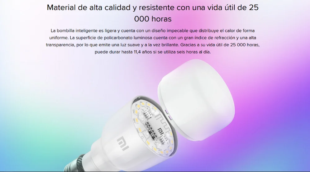 Xiaomi Bombilla Inteligente MI Smart LED Bulb Essential White and Color 9W  Wifi, control por voz Alexa y Google Home, E27