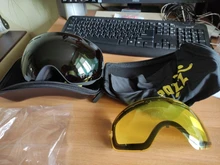 COPOZZ-Gafas de esquí con funda y lente amarilla, lentes de esquí esféricas antivaho, para esquiar, para hombre y mujer, gafas de nieve + lente + caja