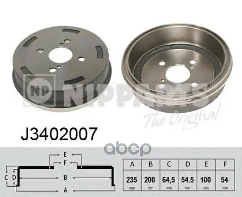 Drum Brake Toyota Carina Ii Corolla 85-92/Celica 85-92 Nipparts J3402007 Nipparts art. J3402007