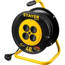 Удлинитель на катушке STAYER 40 м, 1300Вт ПВС 2x0, MS 207 55073-40
