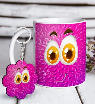 

Personalized Emoji Face White Mug and Keychain Gift Seti-2