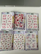 Water-Decals Nail-Sticker Engraved Flower Embossed 3d Acrylic Pink-Color White Z0342
