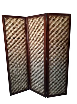 

Folding Screen room separator compound 3 sheets folding elaborated in wood and fiber braided finish two colors distinct