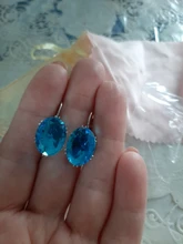 Jellystory-pendientes de plata de ley 925 con gema de zafiro Forma ovalada, Pendientes colgantes Multicolor, para mujeres