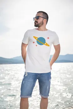 

Angemiel Wear Starry Saturn Ringed Planet Cotton White Men 'S T-Shirt