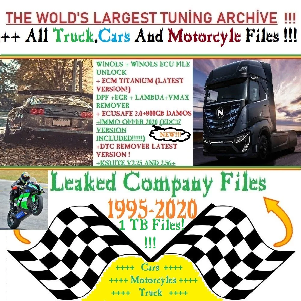 Remaps+Car+Truck+Motorcyle+1TB Chip Tuning Files+800GB DAMOS(Edc17)Immo Off+Kessv2+Ecm Titanium+Dpf Egr Lambda Remover+Winols Ec