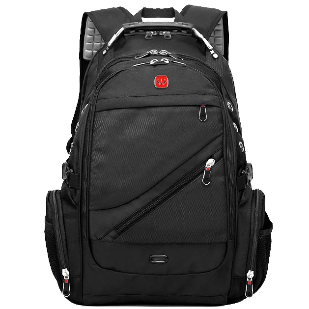 Swiss backpack 8810 USB 35 L. With a rain cover + Army watch as a gift. Men's backpack, urban, school Black