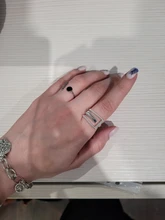 Uini-tai-anillo ajustable con apertura, Plata de Ley 925, negro, redondo geométrico, dinámico, joyería exquisita, dulce, ED880