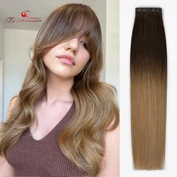 Ty.Hermenlisa Tape in Hair Natural Human Hair Extension Invisible Seamless Skin Weft Straight Tape Extensions Blonde 20pcs