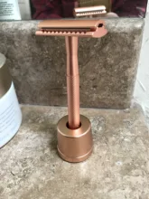 HAWARD-maquinilla de afeitar de doble filo para hombre y mujer, maquinilla de afeitar Manual clásica para la depilación, 20 hojas de afeitar, oro rosa