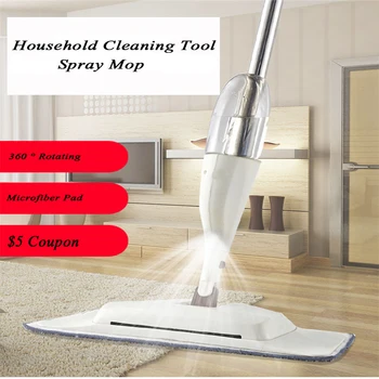 

360° Rotating Spray Mop With Broom 3-in-1 Multifunct Wooden Floor Lazy Mop with Microfiber Washable Pad for Household Cleaning