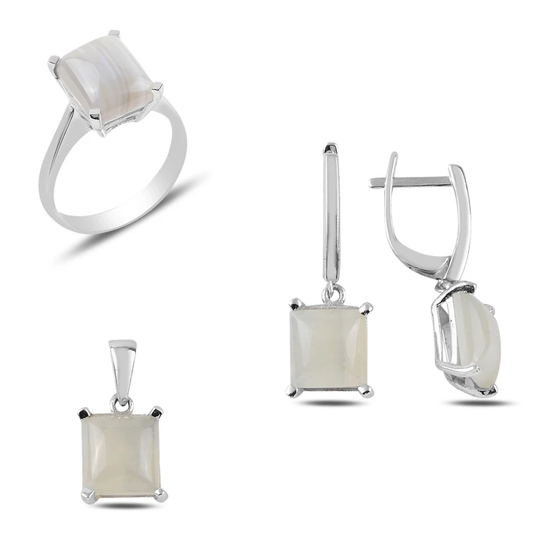 

Silver 925 Sterling Natural Solitaire Set