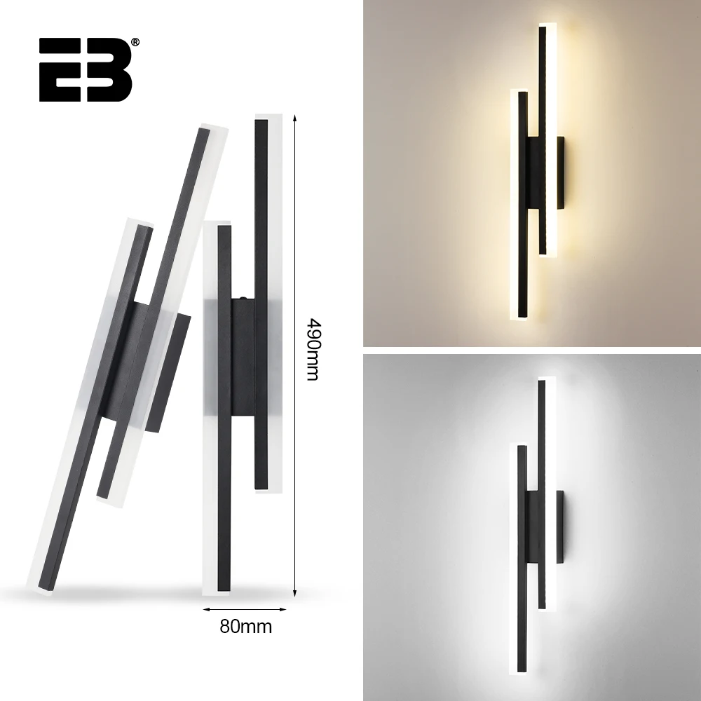 Led Wall Lamp Modern AC90-265V Interior Wall Light Bedside Bedroom Lights Black New Design Indoor Corridor Sconce Lamps
