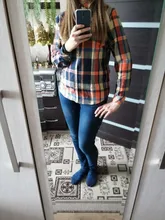 Plaid Shirt Outerwear Top Cotton Blouse Long-Sleeve Slim Female Autumn Winter And