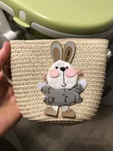 Bolso para niños, bandolera de paja de conejo con dibujos animados, monedero de moneda de llaves para niños, Mini bolso de hombro de princesa