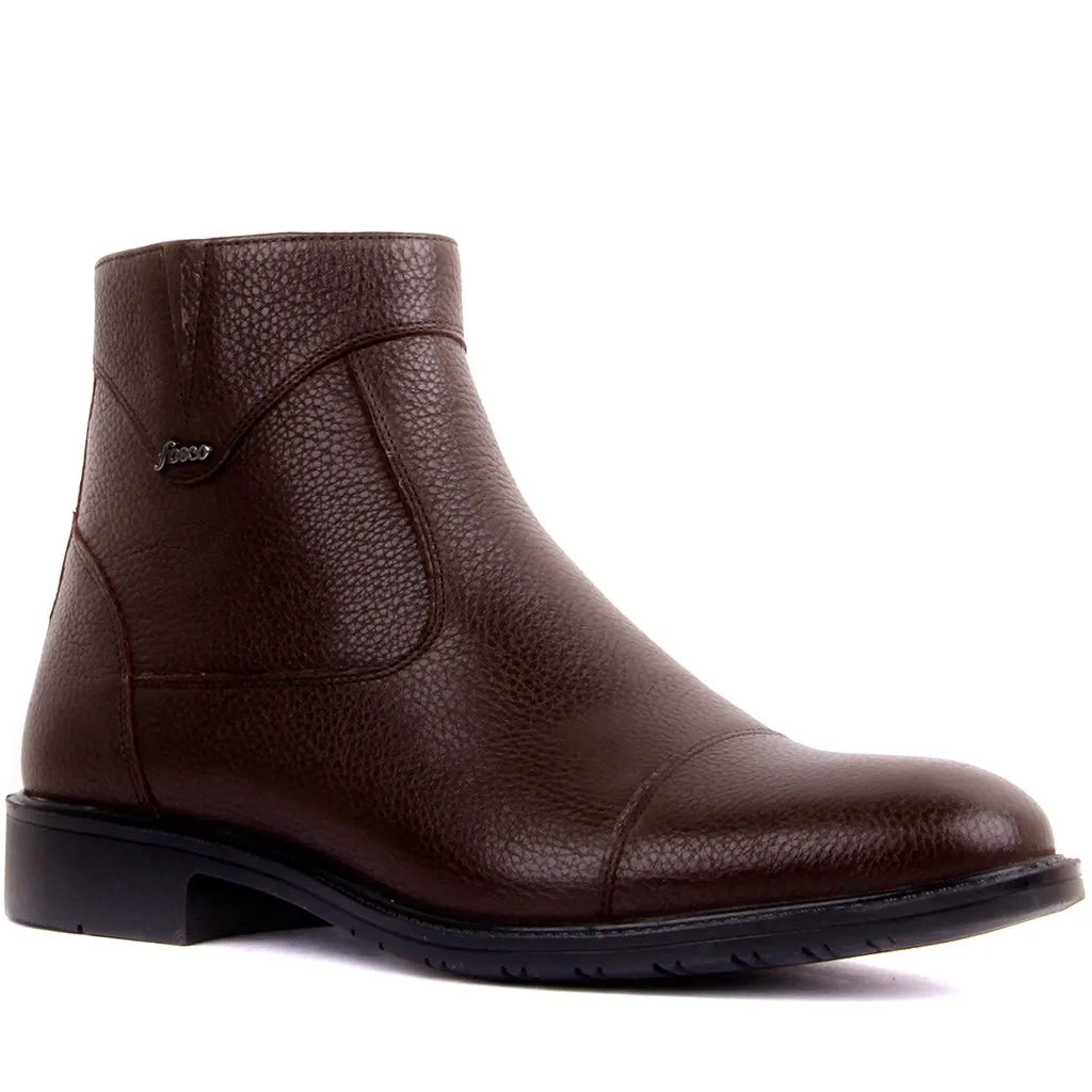 Botas de hombre con cremallera cuero -