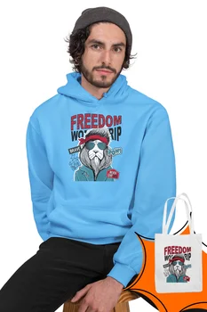 

Angemiel Wear Freedom Lion Blue Men 'S Hooded Sweatshirt Bags Kombin