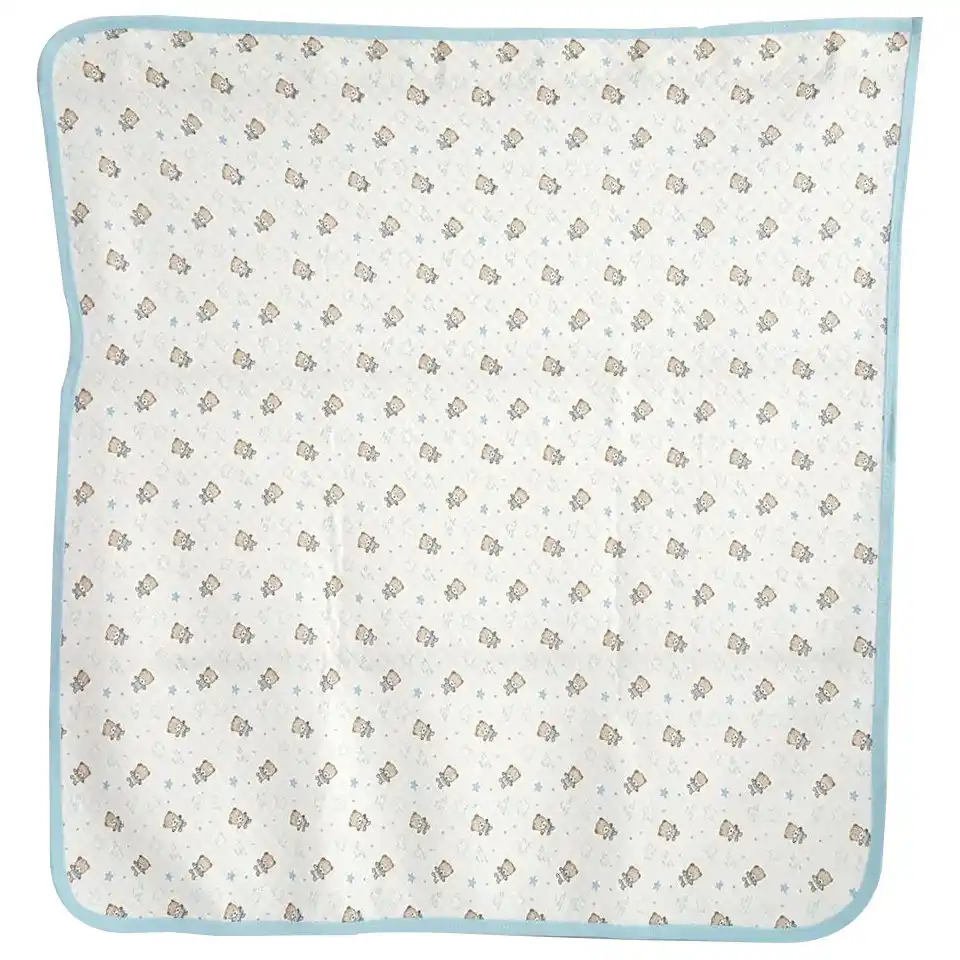 Teddy Bear Pattern Combed Cotton Single Layer Cream Light Blue Baby Blanket 80x80 Cm Receiving Blankets Aliexpress