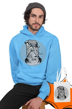 

Angemiel Wear Gentleman KediMavi Male Hooded Sweatshirt Bags Kombin