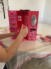 Muebles para casa de muñecas de moda, 73 artículos/conjunto = 1 armario + 72 accesorios para muñecas, ropa para muñecas, vestidos, coronas, collares, zapatos para Barbie