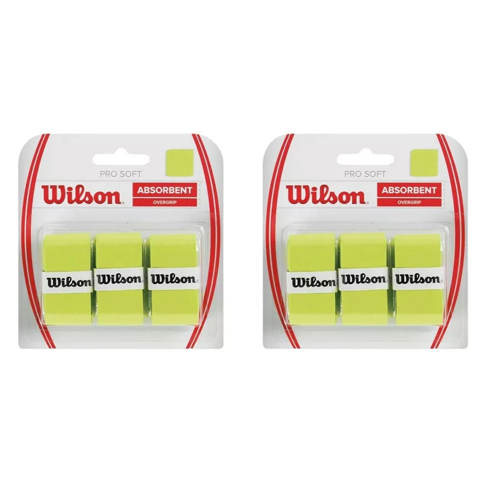 Wilson Overgrip Absorbent, 6 grips green or black. Tennis rackets, padel,  Badminton. Good grip, tough, great