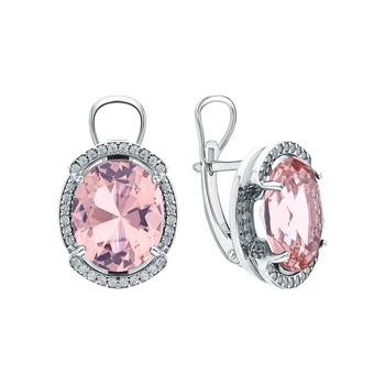 

Silver earrings with morganites and cubic zirconia sunlight sample 925