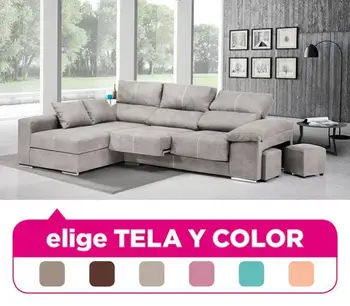 

Sofa Chaise Longue, 4 Seater, choose fabric and color ref-81
