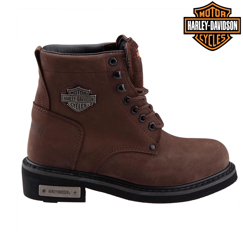 Harley Davidson-Botas De Invierno Impermeables Para Mujer, Calzado Original De Bubuck Marrón, Parte Inferior Gruesa, Para Uso Diario, Para Motocicleta