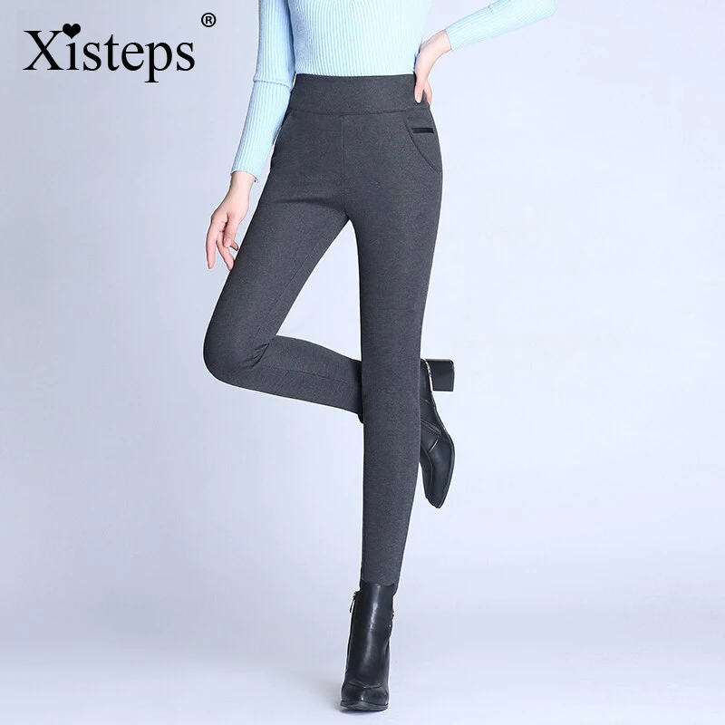 

Xisteps 2020 Autumn Winter Women pants High waist Elastic Pencil gold velvet Casual Ladies Skinny Trouser Stretch Plus Size 5XL