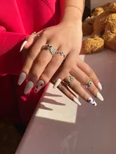 Sindlan-anillo gótico de plata para mujer, Set de 6 uds. De Anillos con diseño de corazón Punk, mariposa, Cupido, joyería femenina