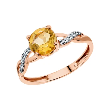 

Gold ring with citrine and diamonds sunlight sample 585