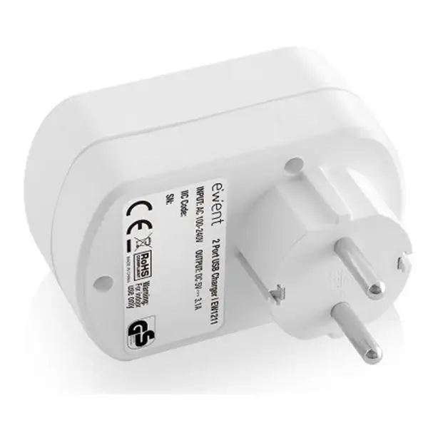 Настенная вилка с 2 usb-портами EW1211 3,1 A Ewent