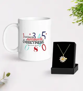

Personalized Primary Mathematics Teacher White Mug and Daisy Necklace Gift Set