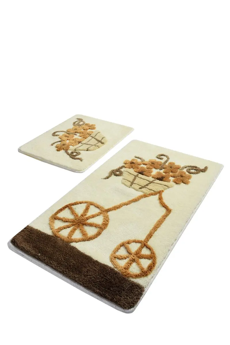 Коврики для ванной нескользящие Противоскользящие коврики противоскользящие Alacati Kahve2'L набор 60X100 Cm-50 X 60 см