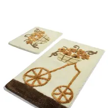 Коврики для ванной нескользящие Противоскользящие коврики противоскользящие Alacati Kahve2'L набор 60X100 Cm-50 X 60 см