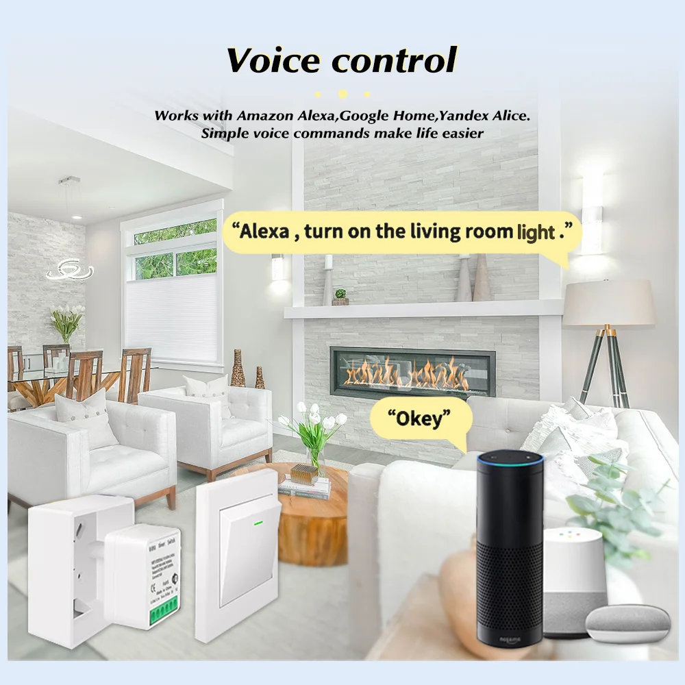 Apagador Inteligente WiFi Interruptor de Luz Apagadoras Smart Switch Compatible  Alexa Google Home