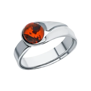 

Silver ring with amber sunlight sample 925