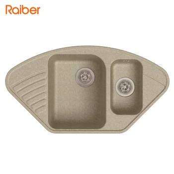 

Кухонная мойка Raiber с двумя чашами и крылом, топаз, RQ987