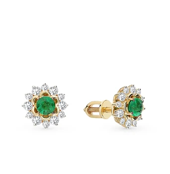 

Gold earrings with emeralds and diamonds sunlight sample 585 test