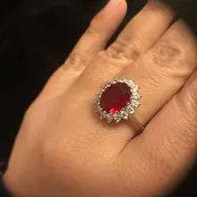 Anillo de princesa de circón azul transparente para mujer, joyería de compromiso para fiesta, adornos para joyas finas, chica y amiga Gif