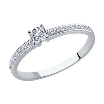 

SOKOLOV ring White Gold rhodium with Diamond, fashion jewelry, gold, 585, women's male