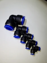 Conector neumático PV, manguera de aire/agua y conector de empuje de tubo de plástico de 4-16mm, conector rápido de manguera, adaptador de ángulo, enchufe 1 Uds