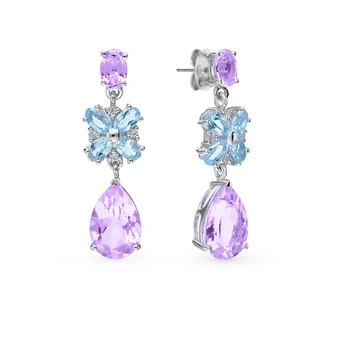 

Silver earrings with amethyst, topaz and cubic zirconia sunlight sample 925 test