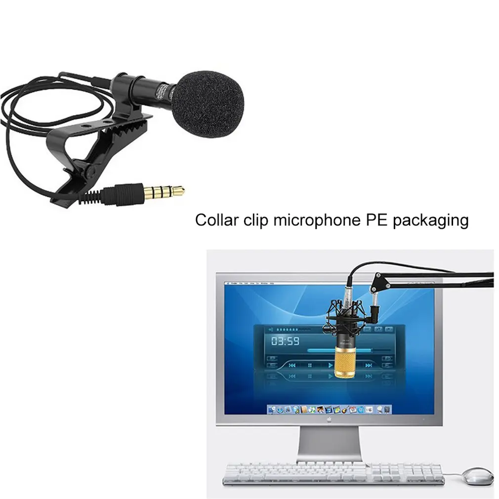 Mini Microphone Condenser Clip-on Lapel Lavalier Mic Wired for Phone For Phone Portable Mini Stereo HiFi Sound Quality