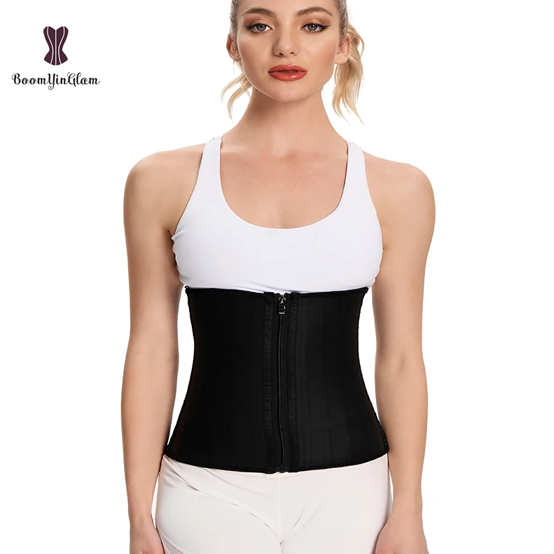 Zip and Clip Strapless Neoprene Waist Trainer with hooks and zipper